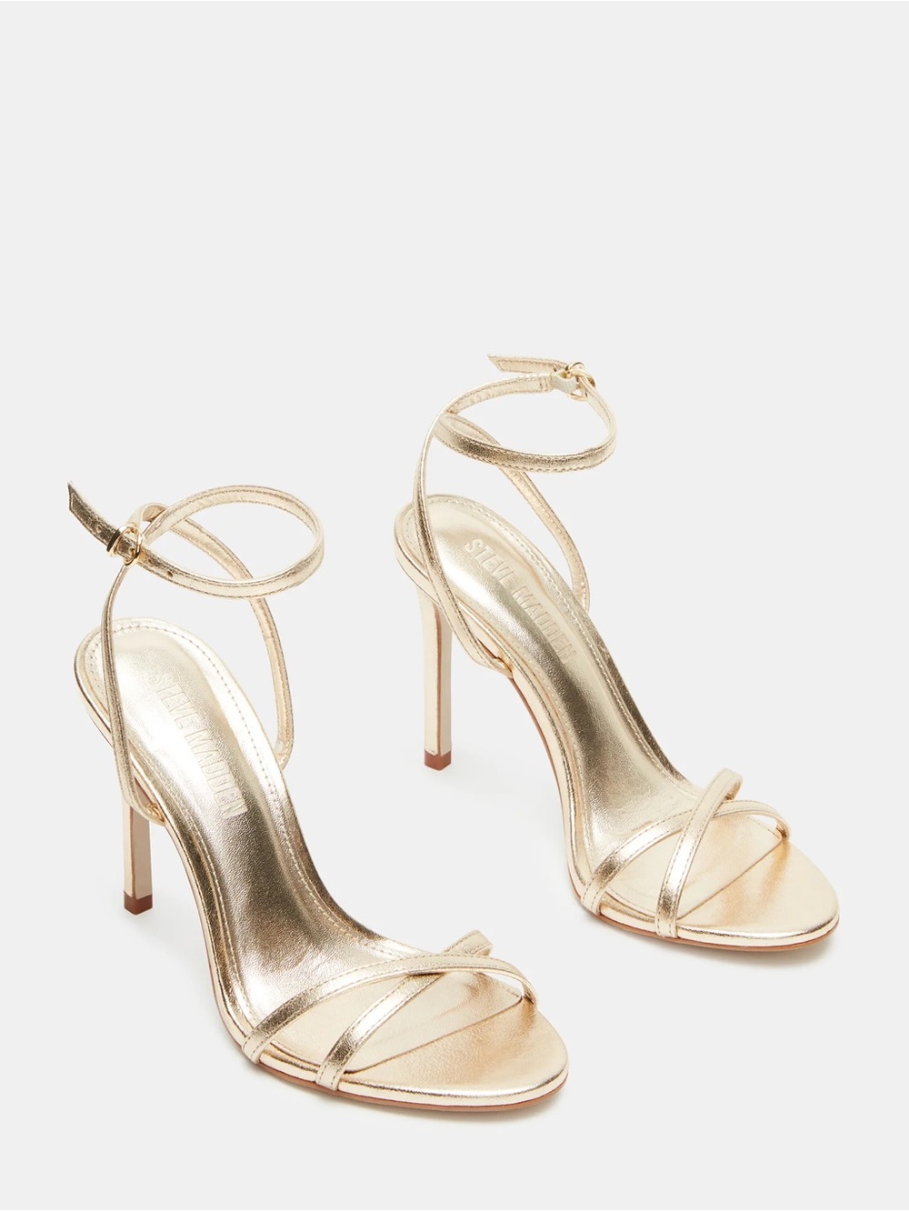 Steve Madden Gold Strappy Stiletto Sandals with Ankle Tie Size 7 - Picture 4 of 9